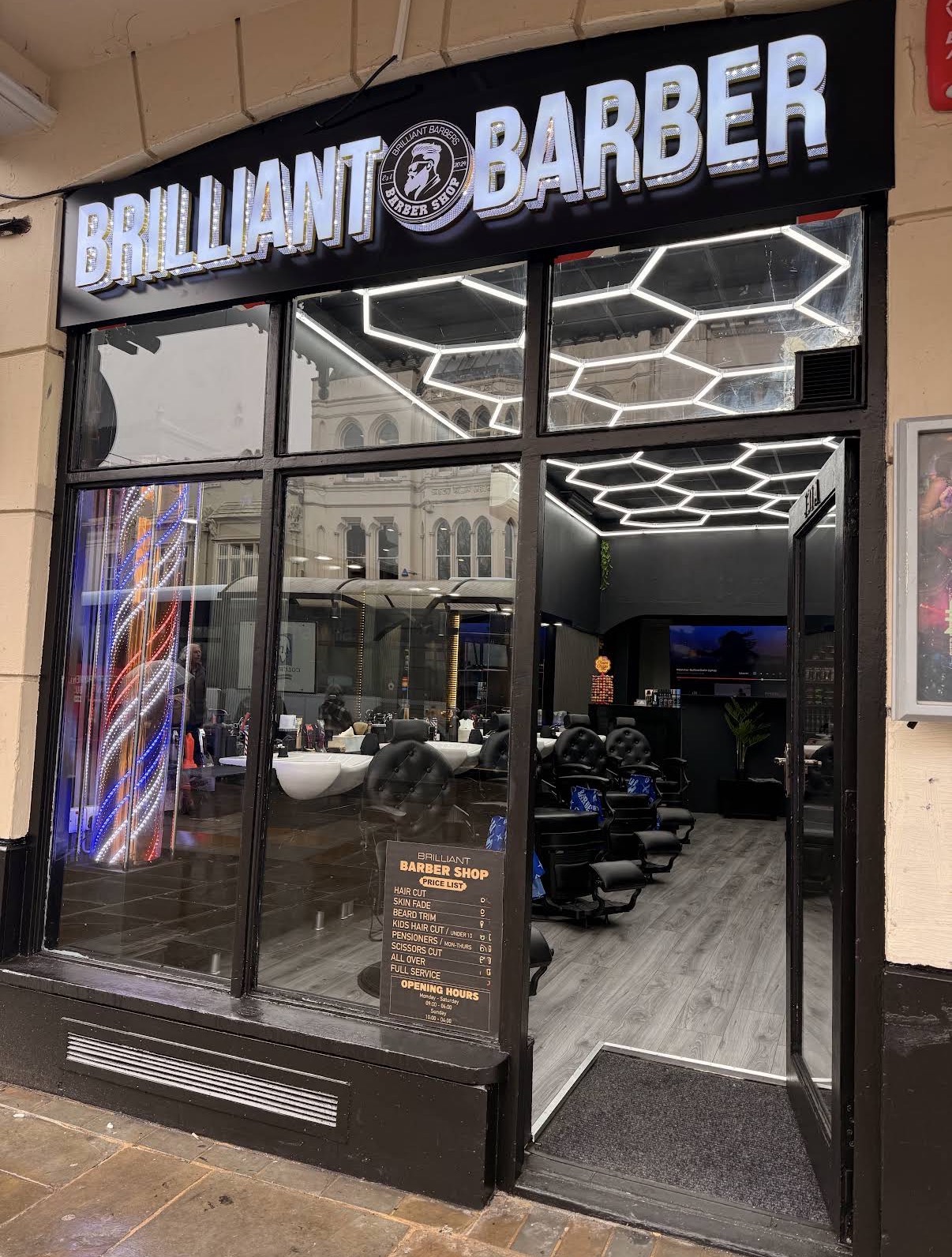 Brilliant Barber storefront on Colchester High Street